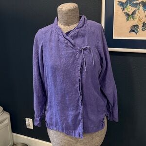 Women's Bryn Walker Purple Linen Wrap Top Large